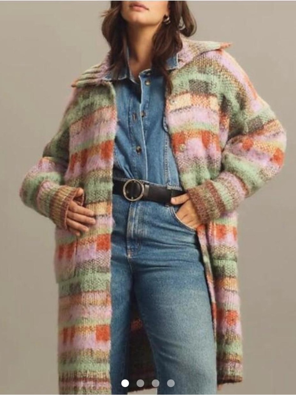 Anthropologie Pastel Multicolor Striped Long Open-Front Cardigan